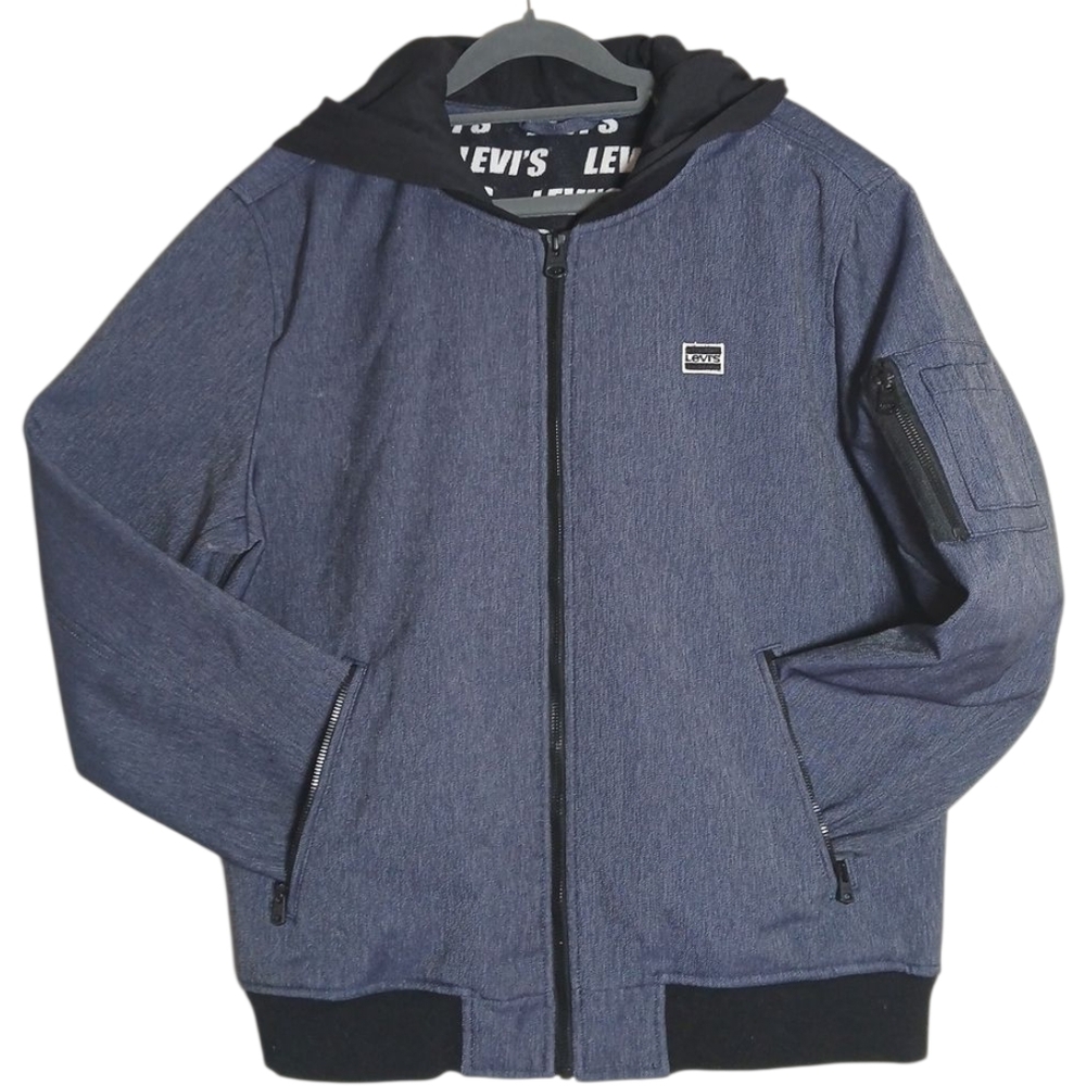 Levi's Blue Hooded Denim‎ Jacket with Black Accents Size L
